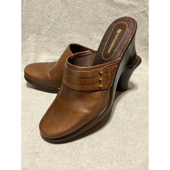 Naturalizer  Size 10 Brown Leather Women’s Mules Shoes Excellent Condition - Picture 1 of 9
